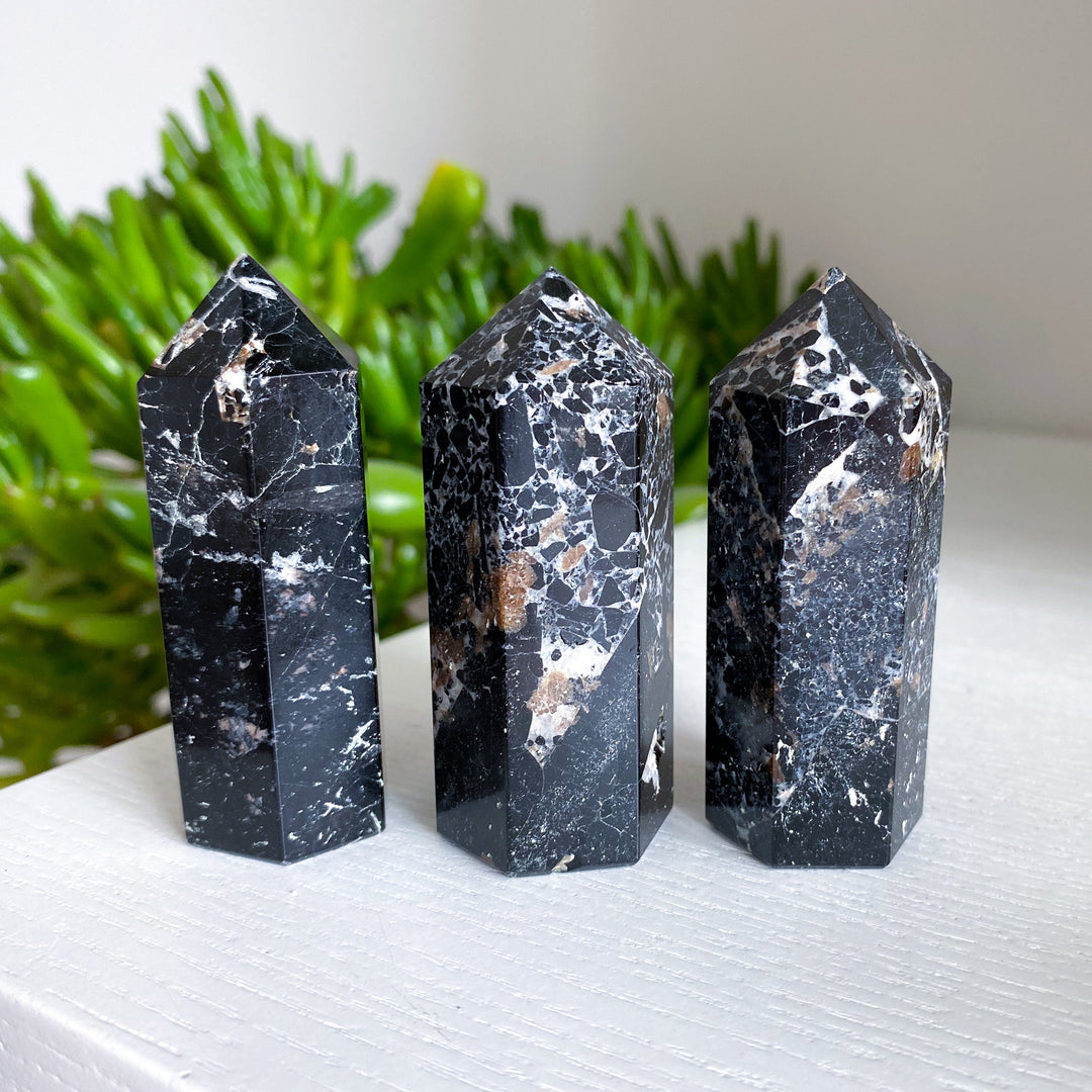 3" Black Tourmaline Tower with Inclusions