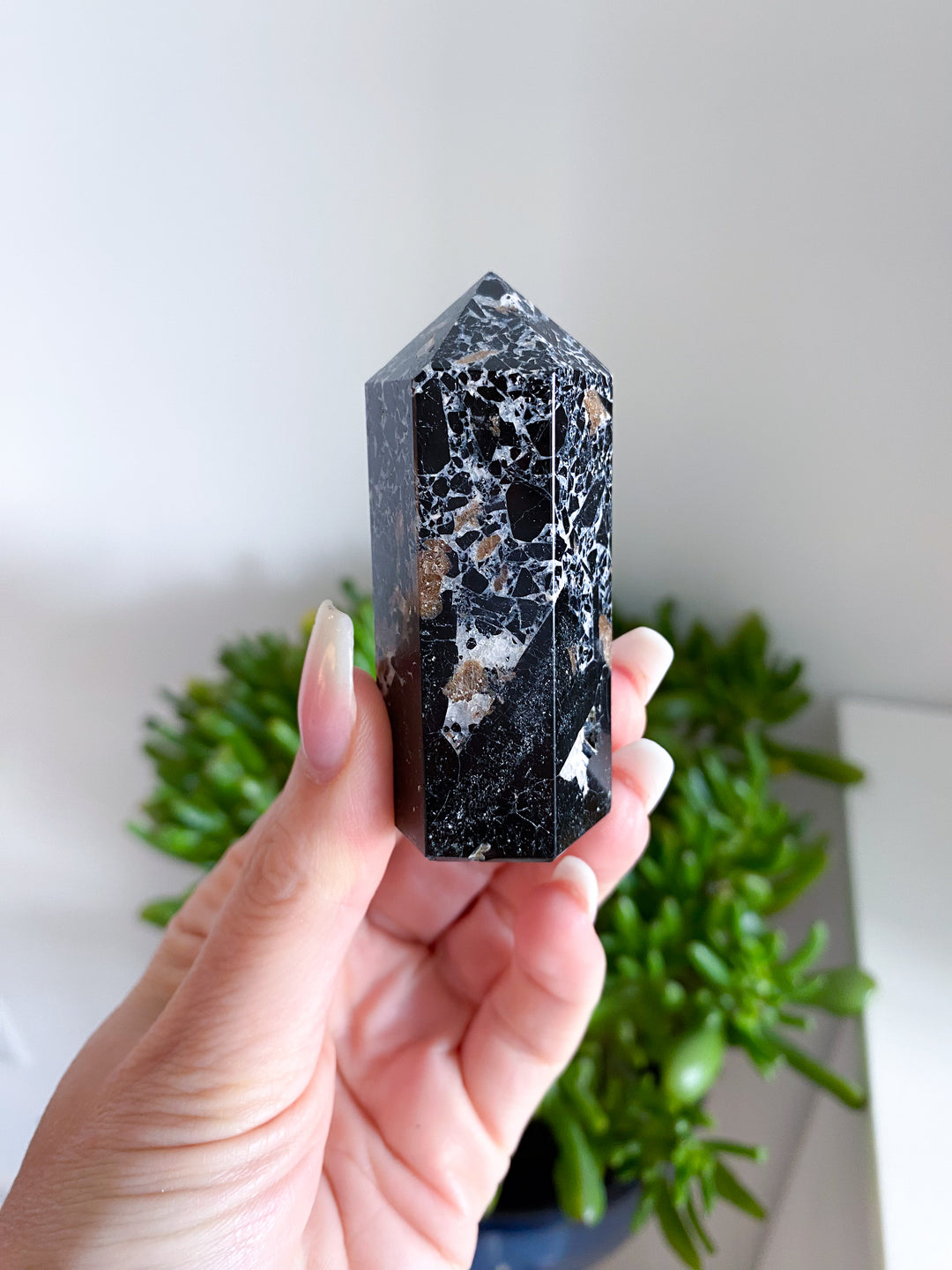 3" Black Tourmaline Tower with Inclusions