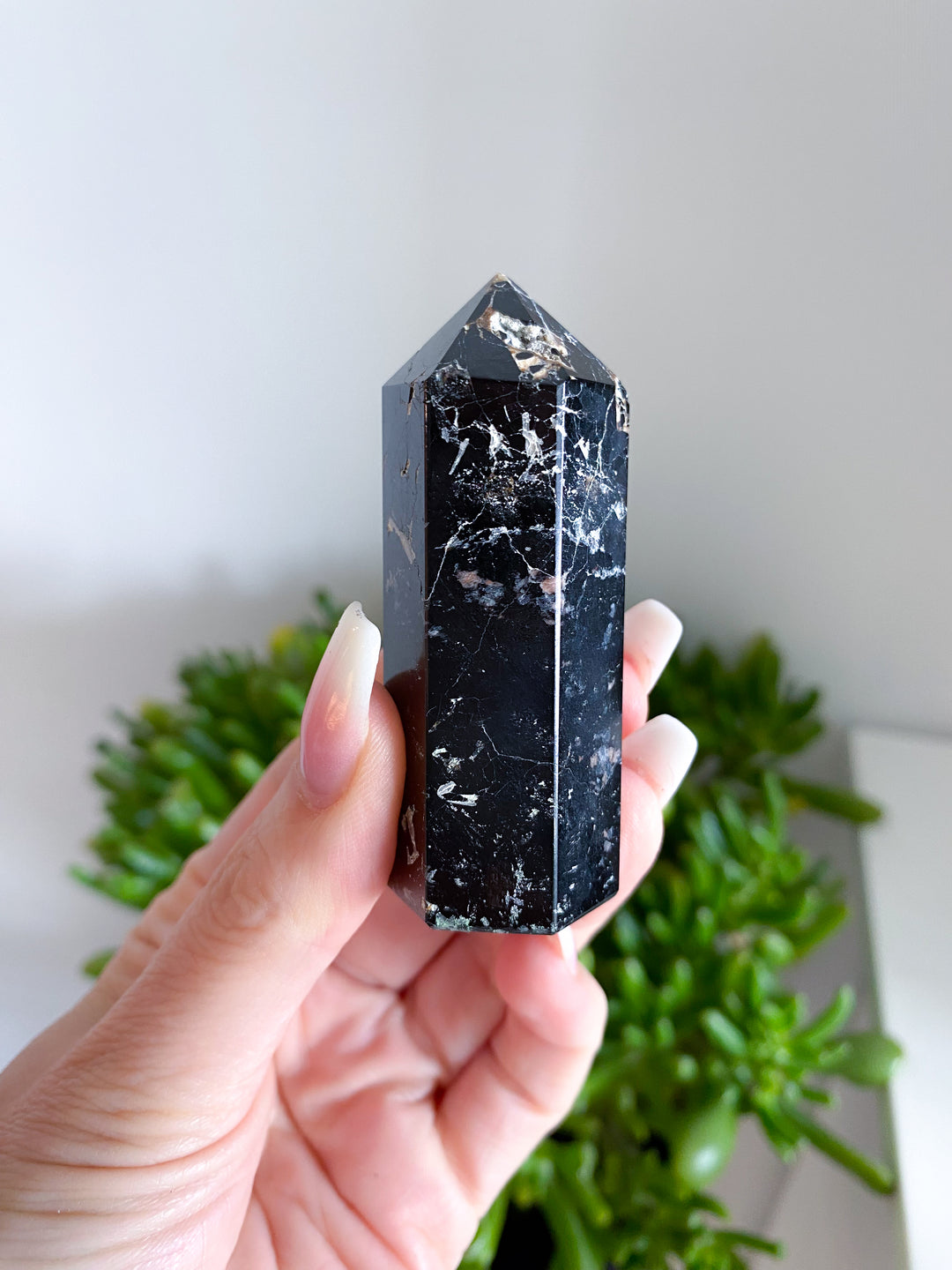 3" Black Tourmaline Tower with Inclusions