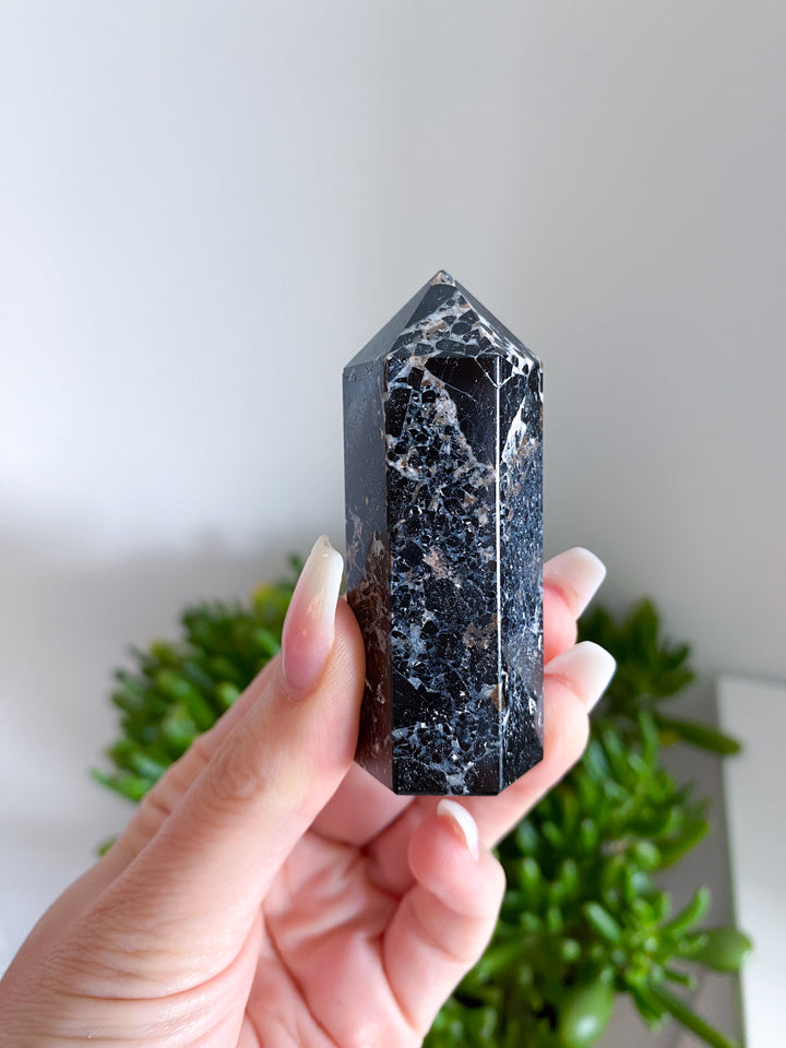 3" Black Tourmaline Tower with Inclusions
