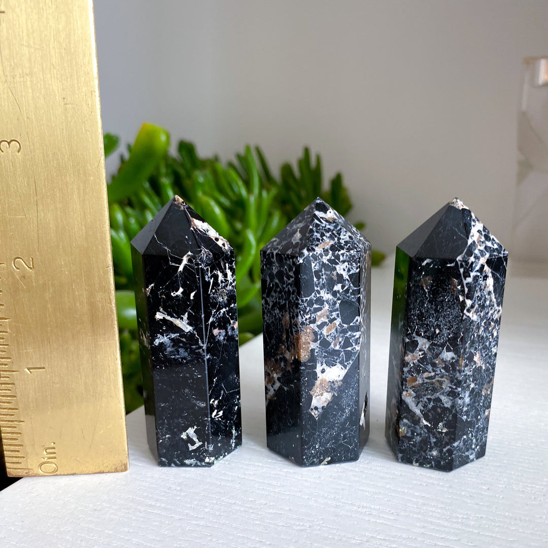 3" Black Tourmaline Tower with Inclusions