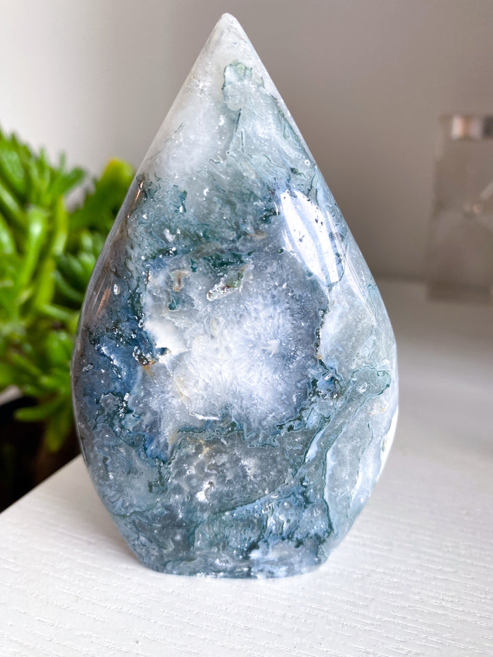 Beautiful Moss Agate Flame #2 - Get Exact Item