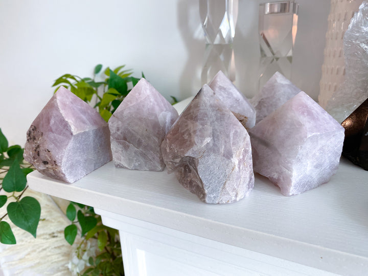 Kunzite Top Polish w/ Inclusions - Pink & White Kunzite