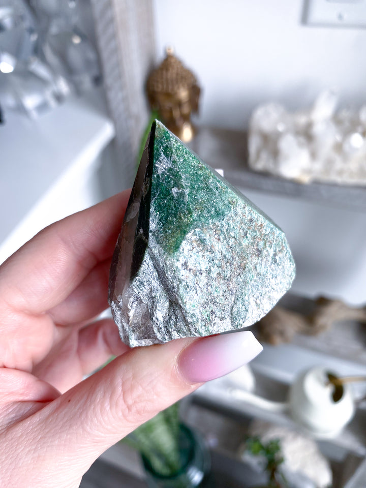 Green Aventurine Point with Quartz
