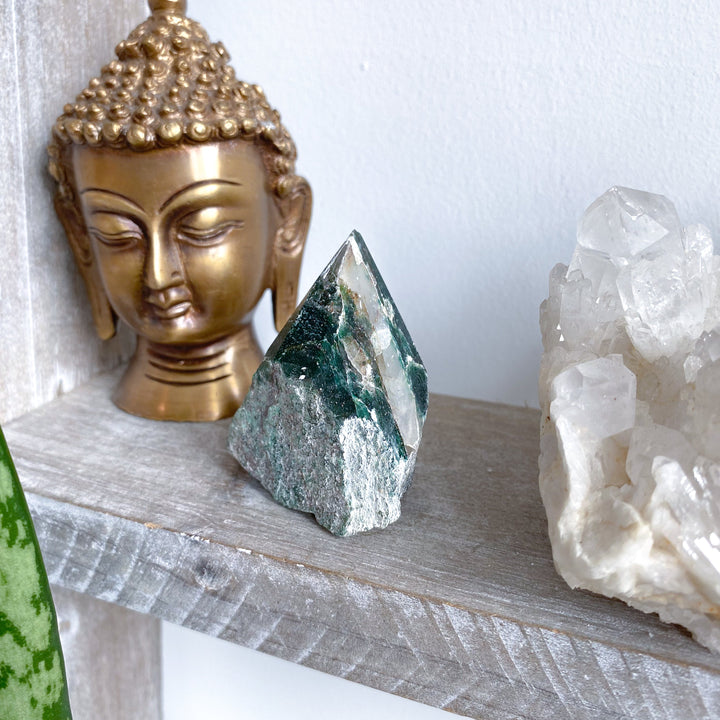 Green Aventurine Point with Quartz