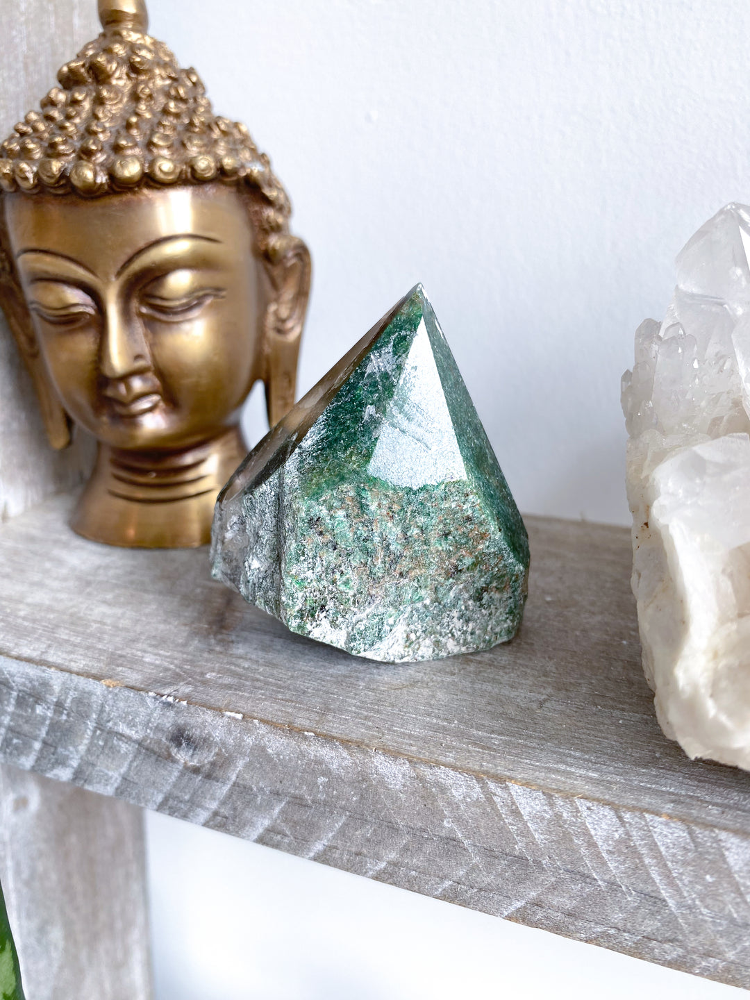 Green Aventurine Point with Quartz