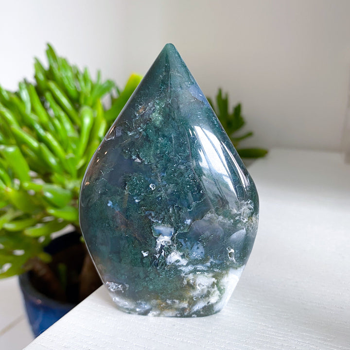 Dark Moss Agate Flame #5