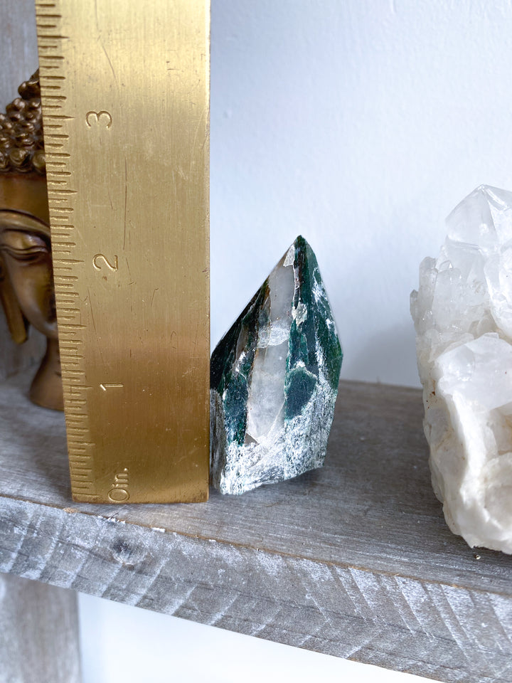Green Aventurine Point with Quartz