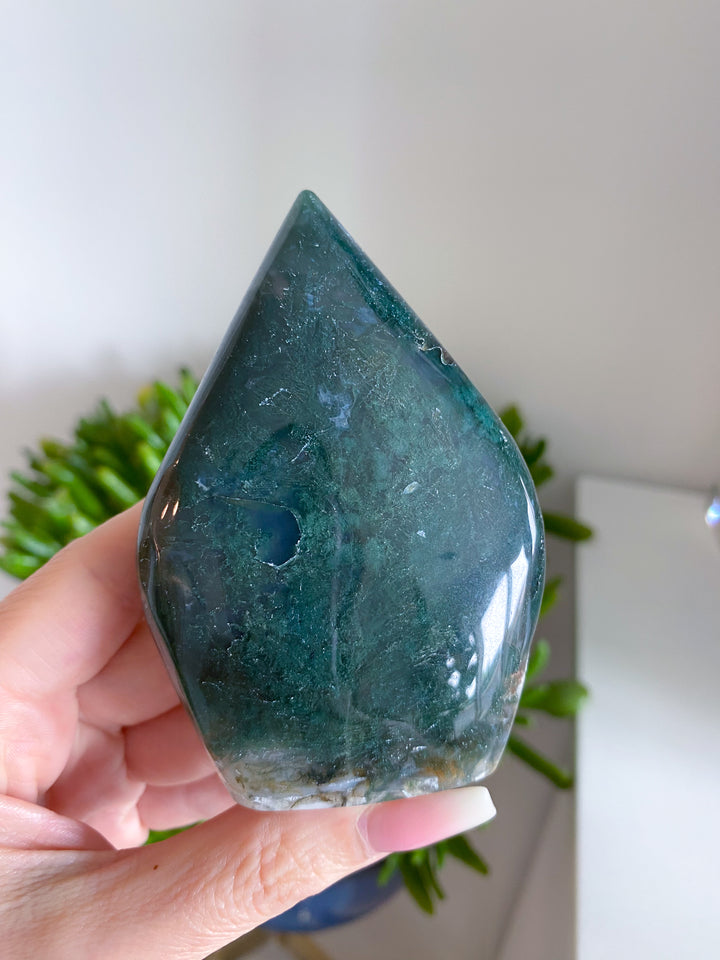 Dark Moss Agate Flame #5