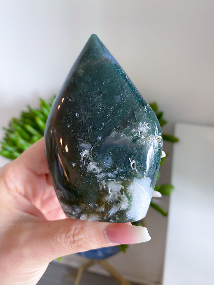 Dark Moss Agate Flame #5