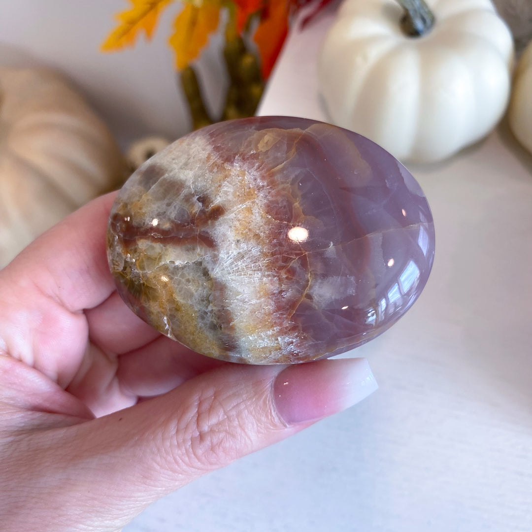 Pink and Green Onyx Palm Stone 