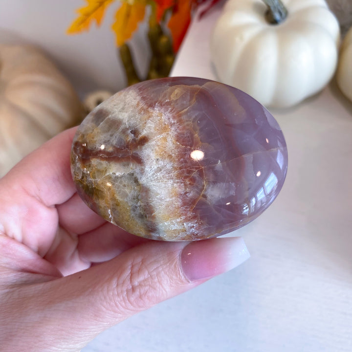 Pink and Green Onyx Palm Stone 