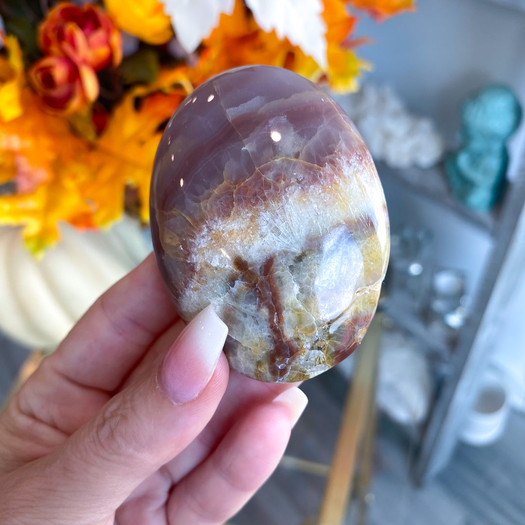 Pink and Green Onyx Palm Stone 