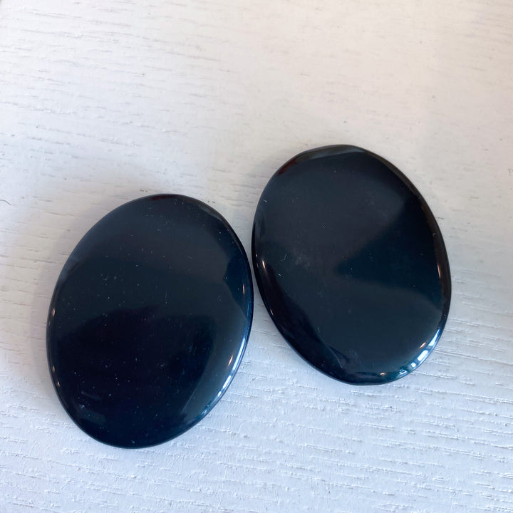 Flat Black Obsidian Palm Stone