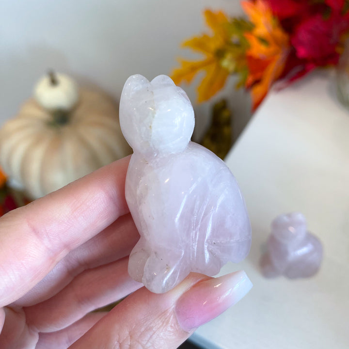 B Quality Rose Quartz Cat Carving