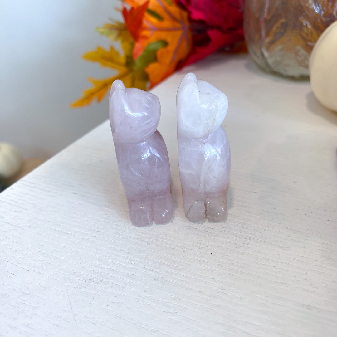 B Quality Rose Quartz Cat Carving