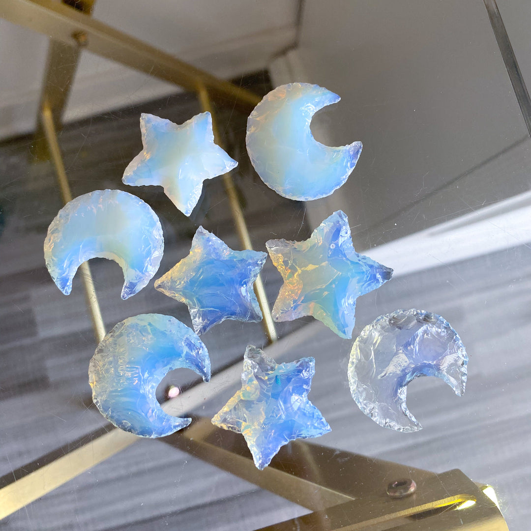 Edgy Opalite Moon or Star Carving