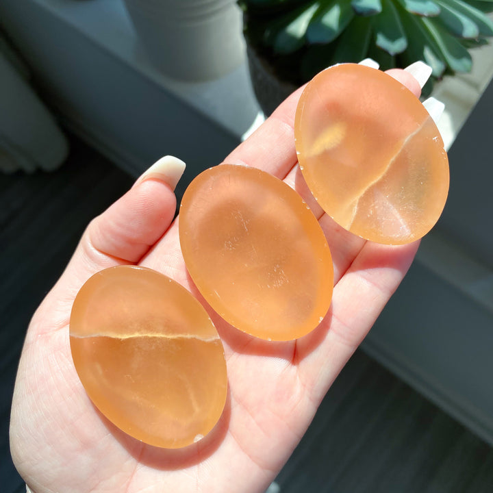 Large Honey Calcite Worry Stone