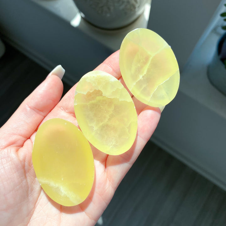 Large Lemon Calcite Worry Stone