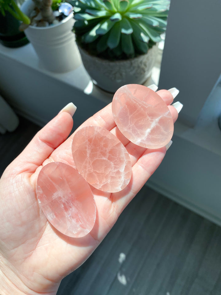 Large Rose Calcite Pink Worry Stone