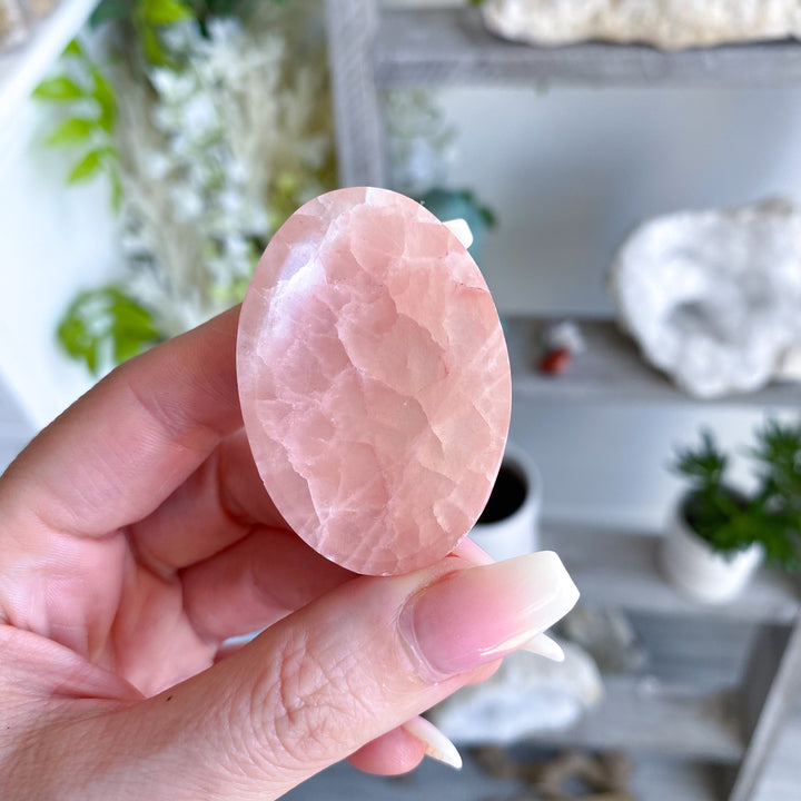 Large Rose Calcite Pink Worry Stone