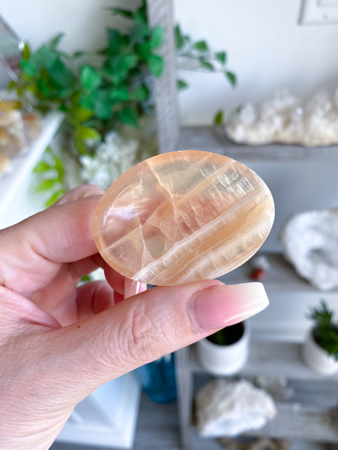 Large Honey Calcite Worry Stone