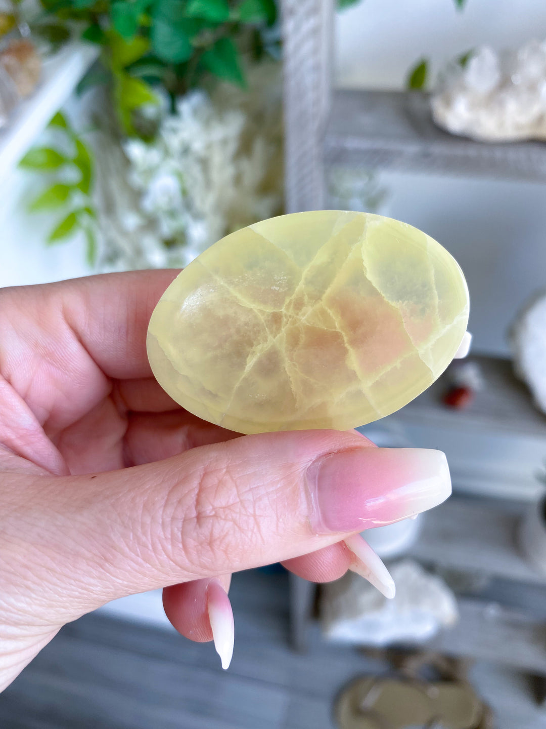 Large Lemon Calcite Worry Stone