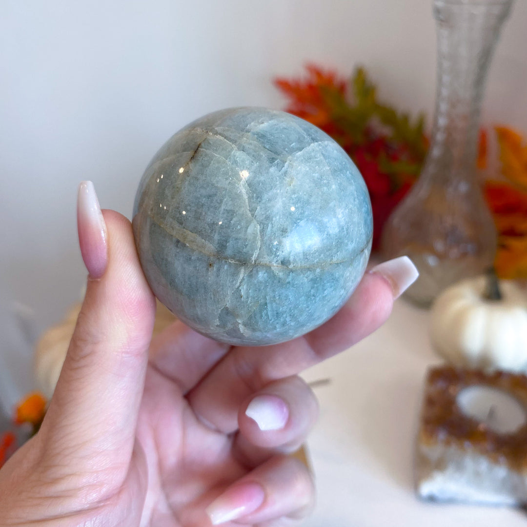 Aquamarine Sphere on Stand 