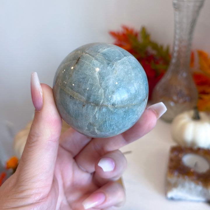 Aquamarine Sphere on Stand 