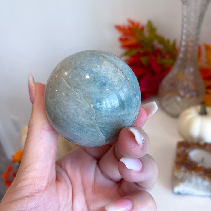 Aquamarine Sphere on Stand 