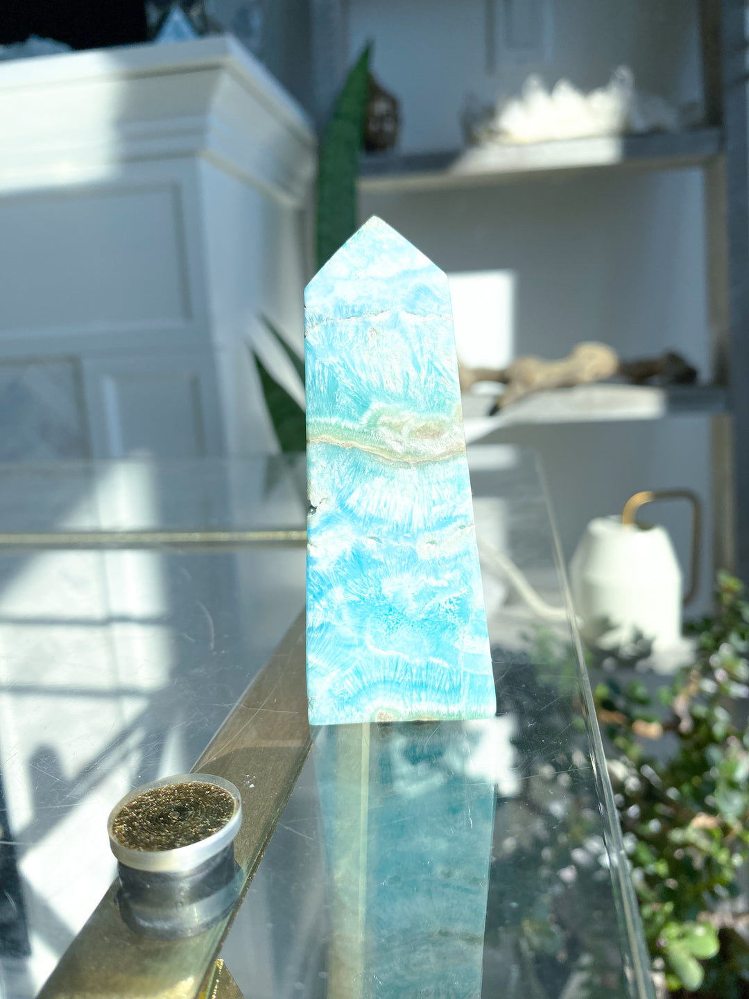 Blue Aragonite Tower #1 w/ Window