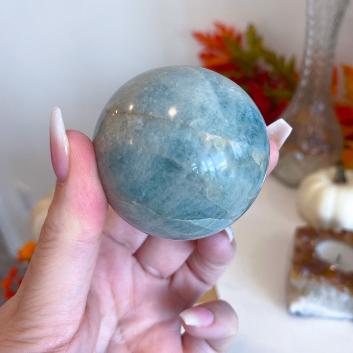 Aquamarine Sphere on Stand 