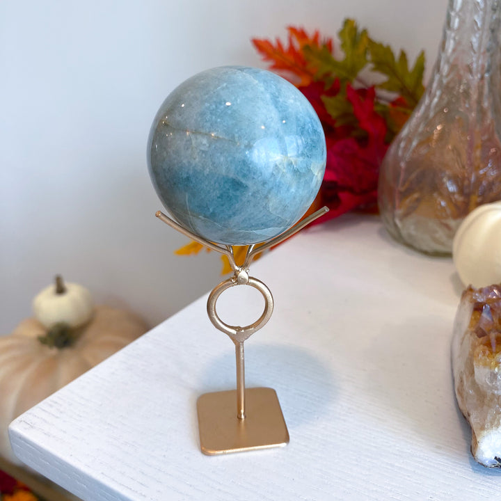Aquamarine Sphere on Stand 