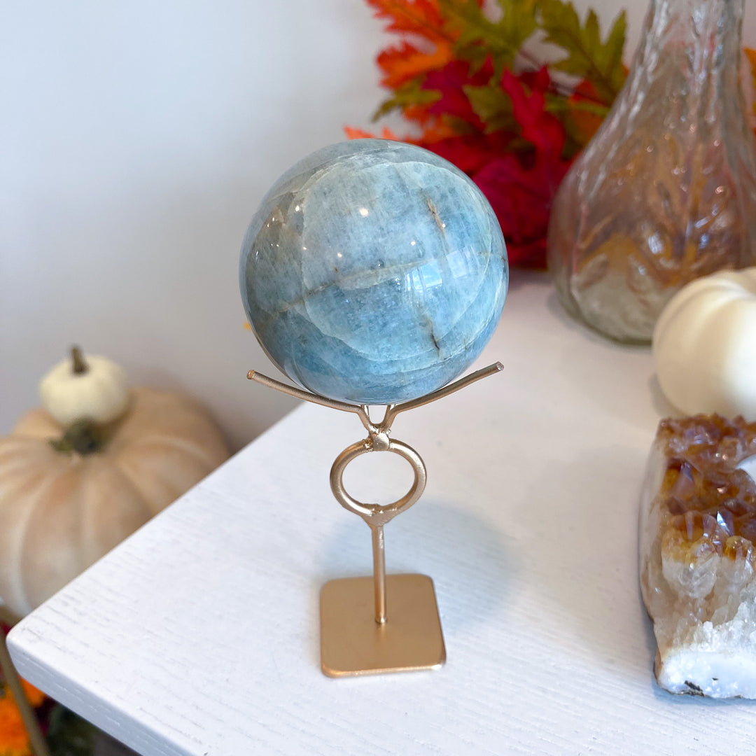 Aquamarine Sphere on Stand 