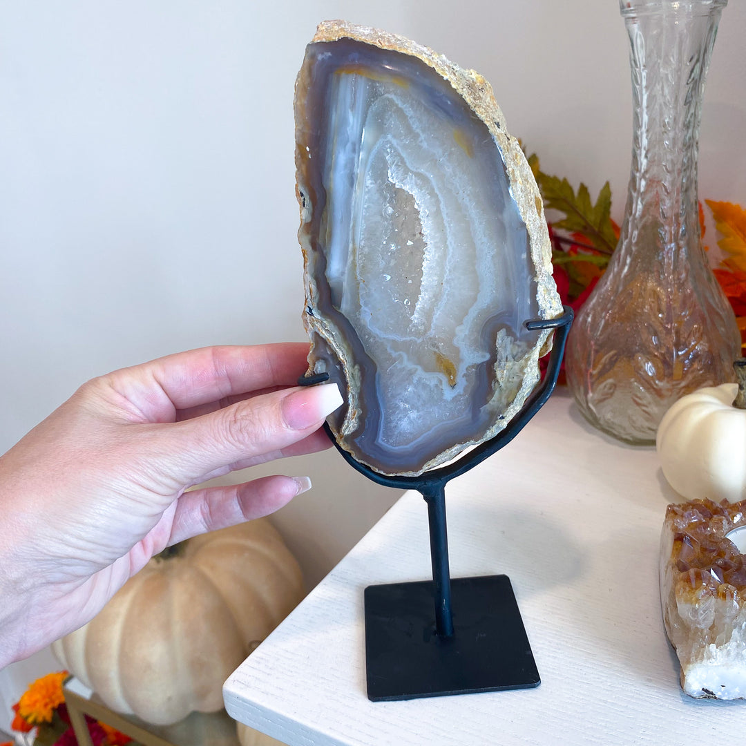 Large Druzy Agate Slab on Stand 