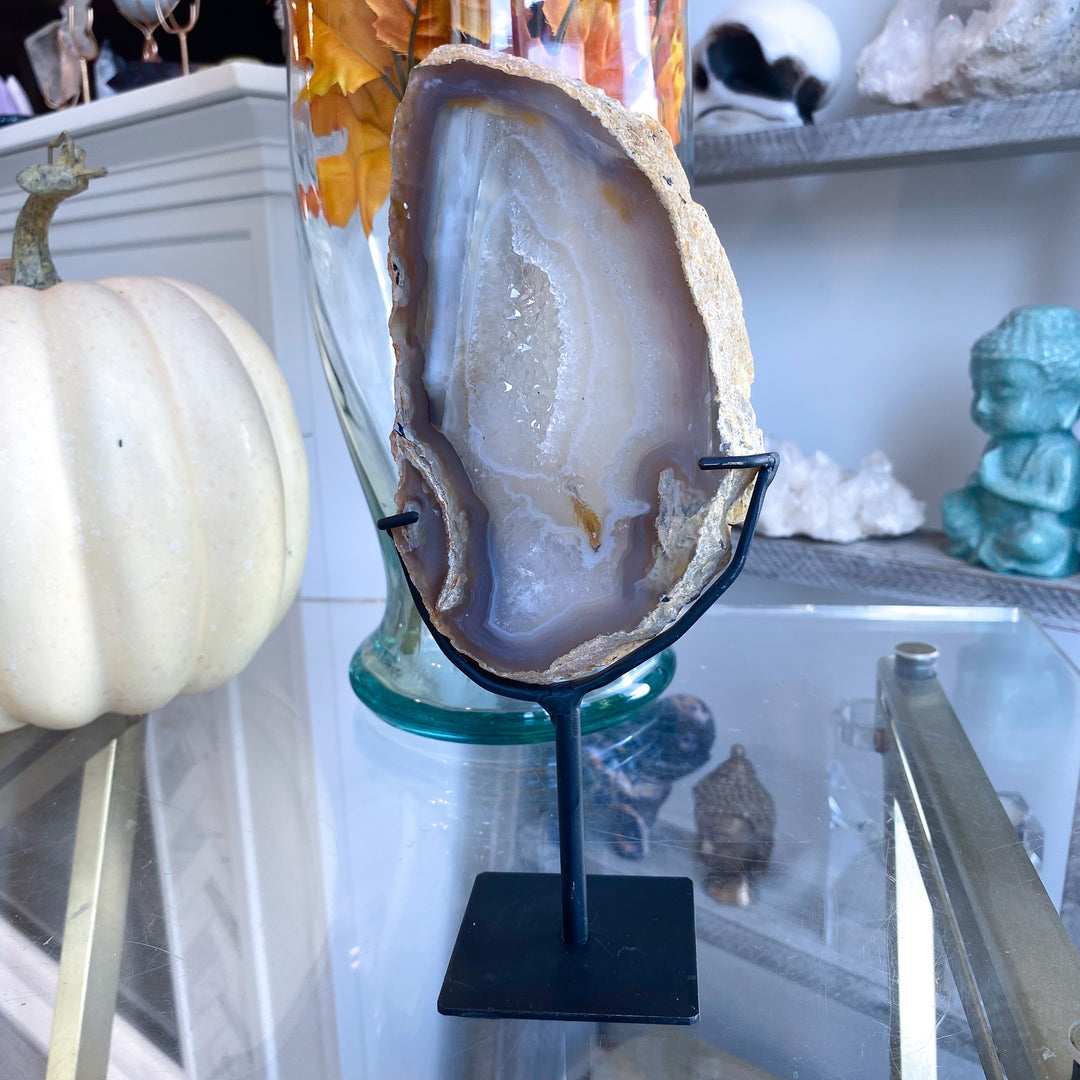 Large Druzy Agate Slab on Stand 