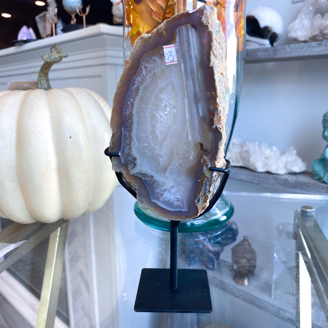 Large Druzy Agate Slab on Stand 