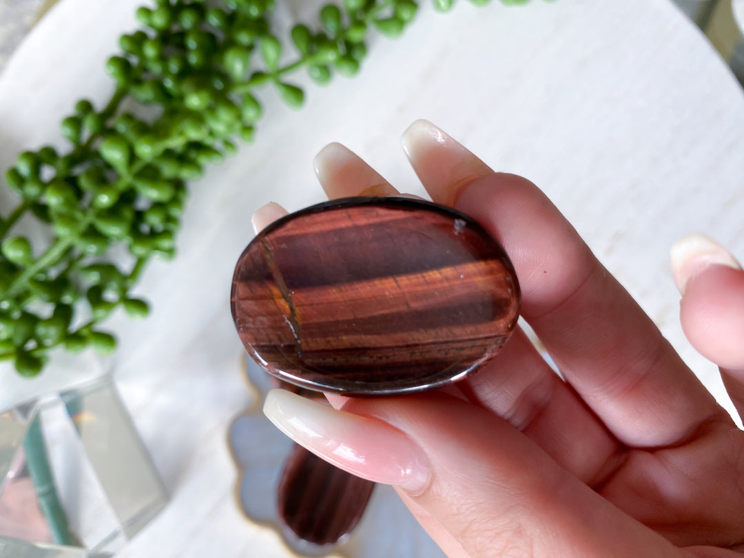 Red Tigers Eye Worry Stone