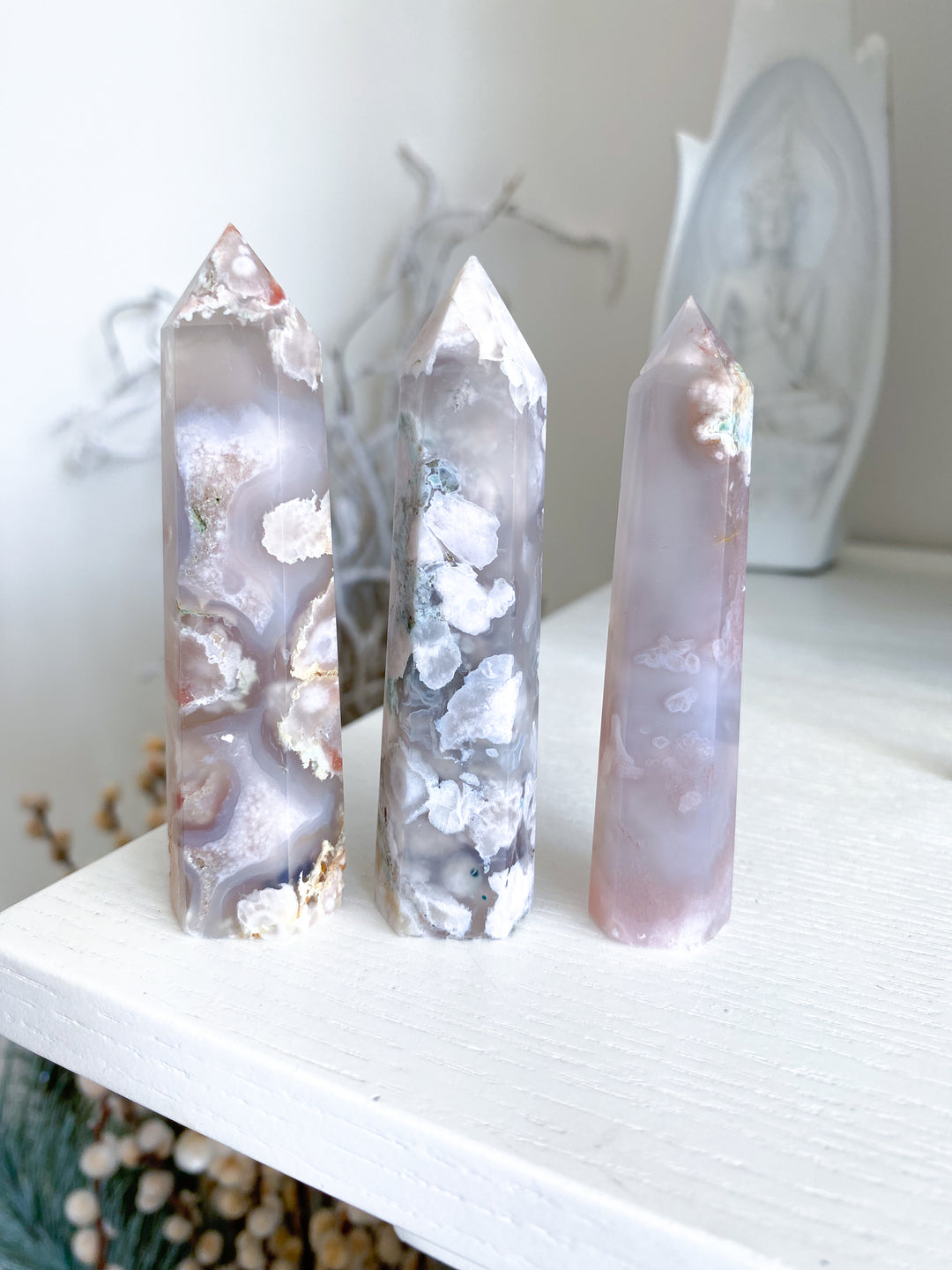 Pretty Pink Flower Agate Tower - You Choose