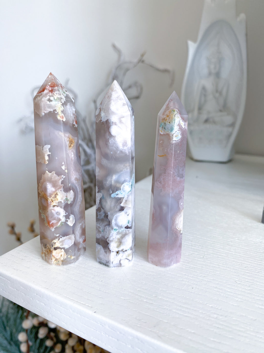 Pretty Pink Flower Agate Tower - You Choose