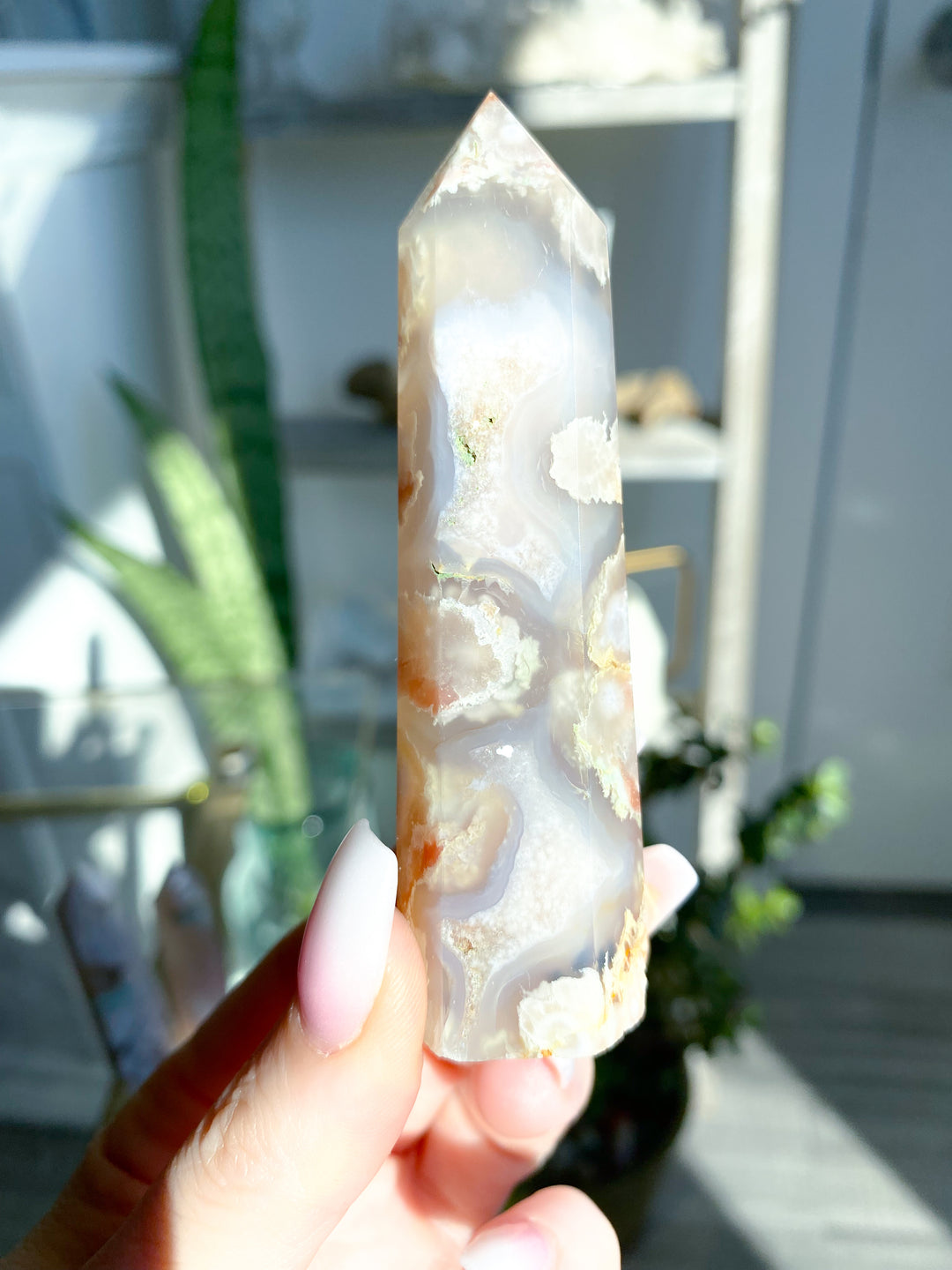Pretty Pink Flower Agate Tower - You Choose