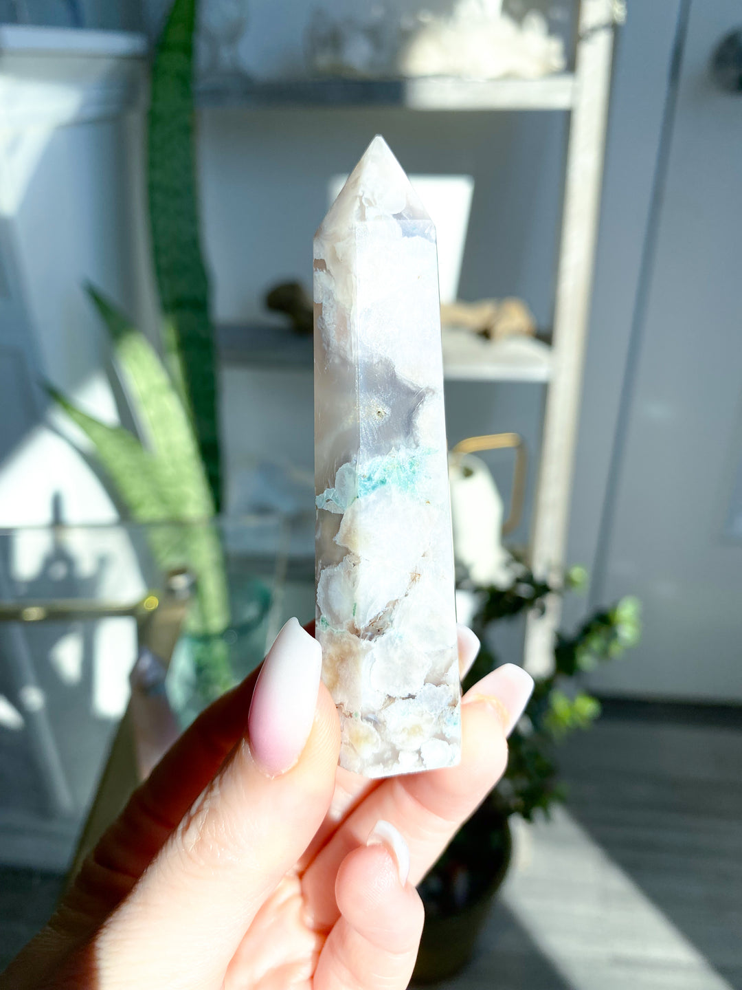Pretty Pink Flower Agate Tower - You Choose