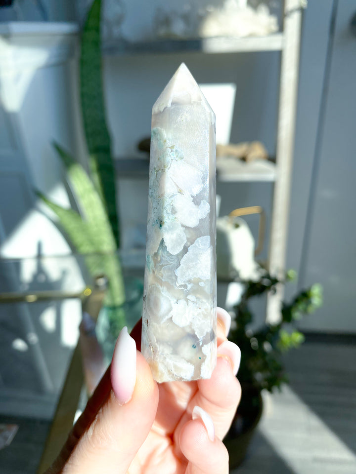Pretty Pink Flower Agate Tower - You Choose