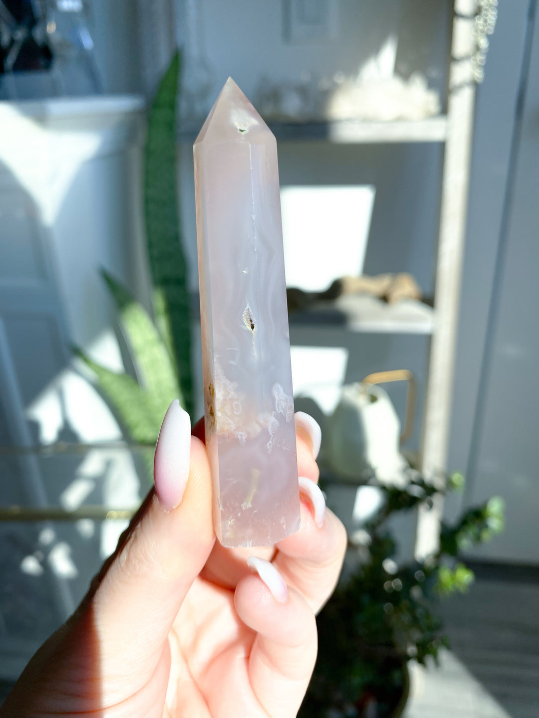 Pretty Pink Flower Agate Tower - You Choose