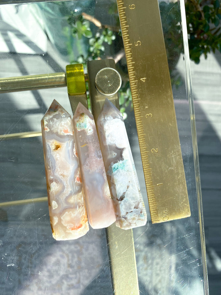 Pretty Pink Flower Agate Tower - You Choose