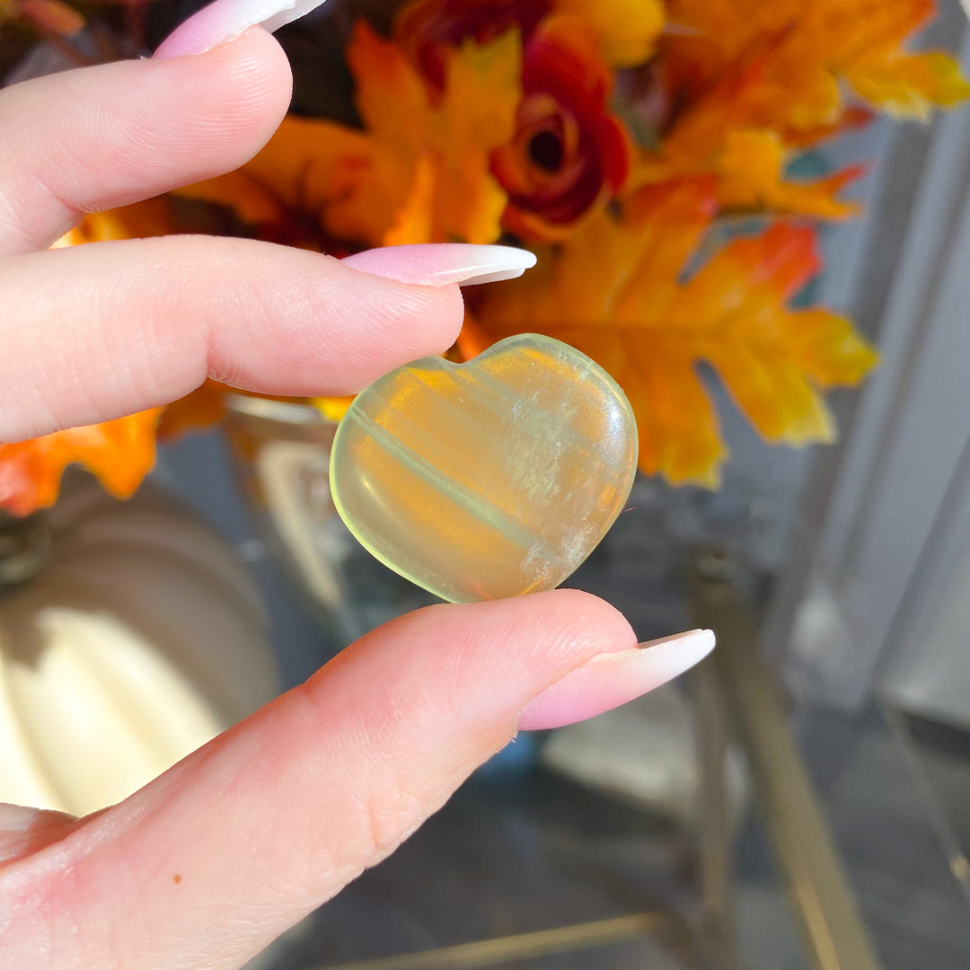 Small Green Candy Fluorite Heart