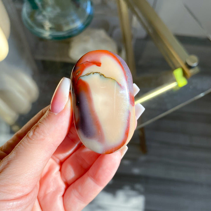 Small Red and Mustard Mookaite Palm Stone 