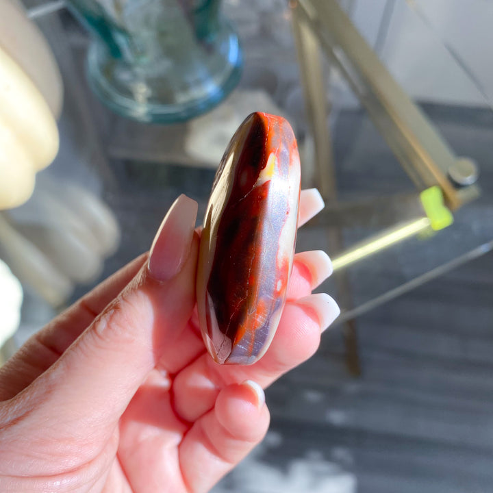 Small Red and Mustard Mookaite Palm Stone 