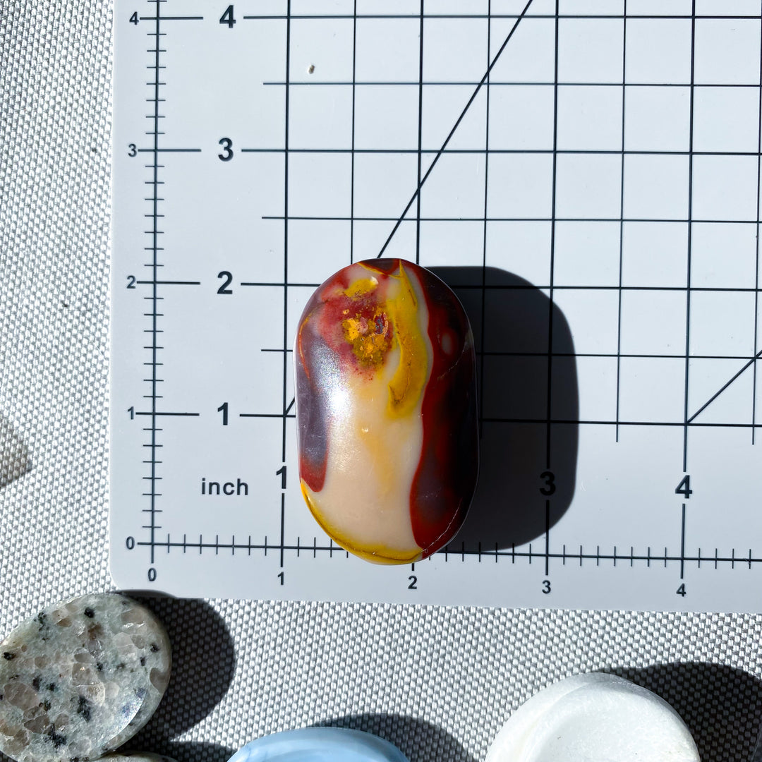 Small Red and Mustard Mookaite Palm Stone 