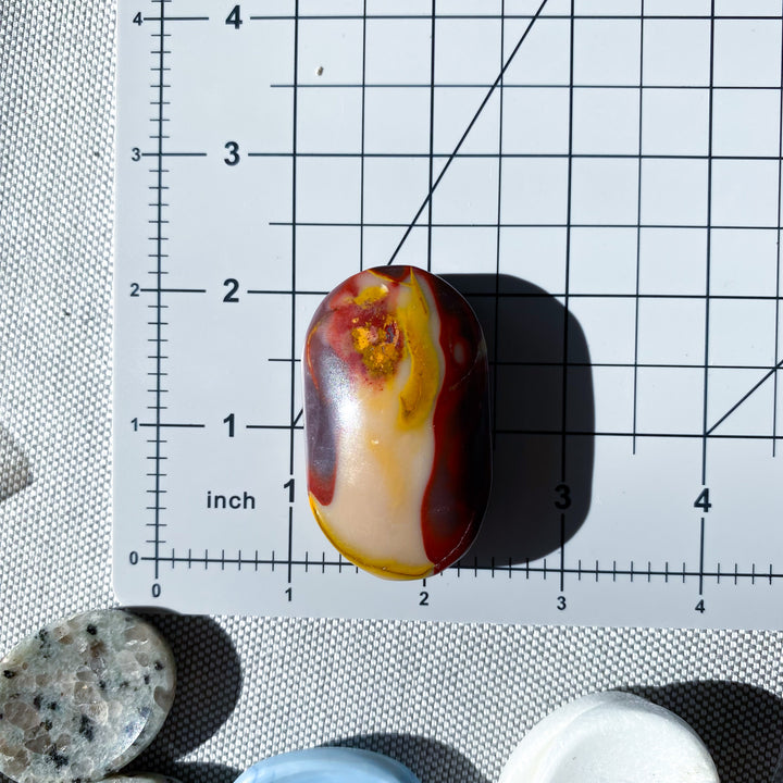 Small Red and Mustard Mookaite Palm Stone 